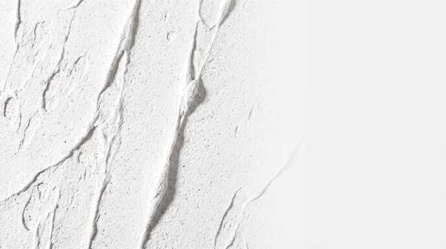 Abstract white textured background with rough plaster strokes and clean blank area for design