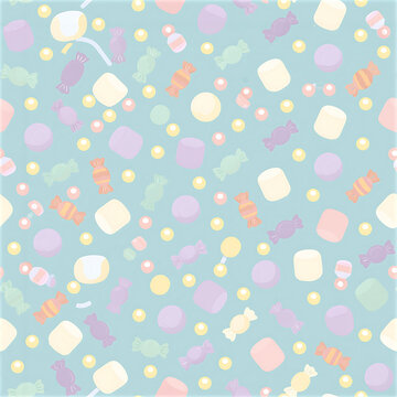 Cute pastel candy seamless pattern