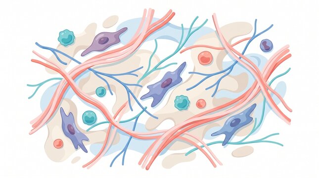 Microscopic View of Human Connective Tissue Anatomy Vector Illustration