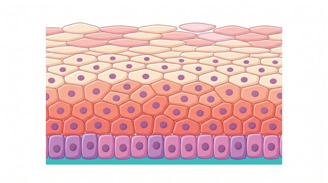 Cross-section medical illustration of stratified squamous epithelium tissue layers