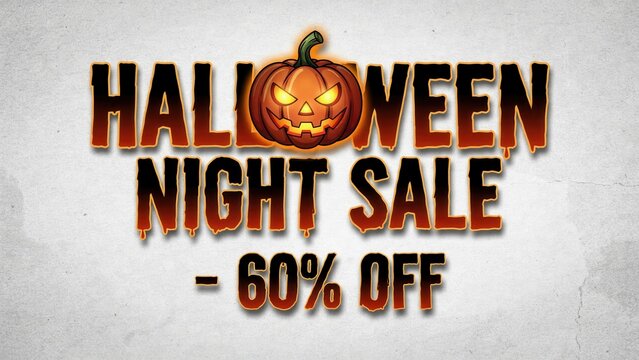 Halloween night sale 60 percent off banner