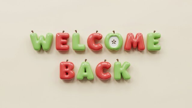 Welcome back 3d apple shaped balloon text