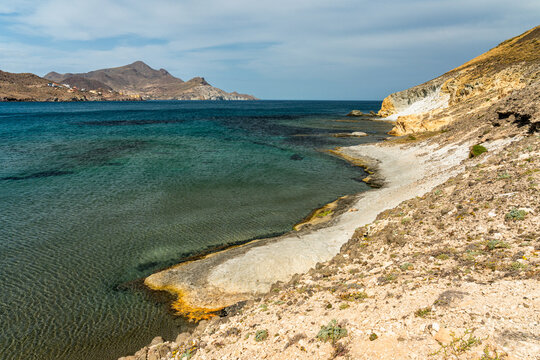 Scenic seascape from the Playa de los Genoveses, Cabo de Gata, Province of Almeria, Spain.