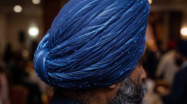 detailed Macro photo of digital turban glowing blue light showing abstract micro structural details and textures with professional studio lighting