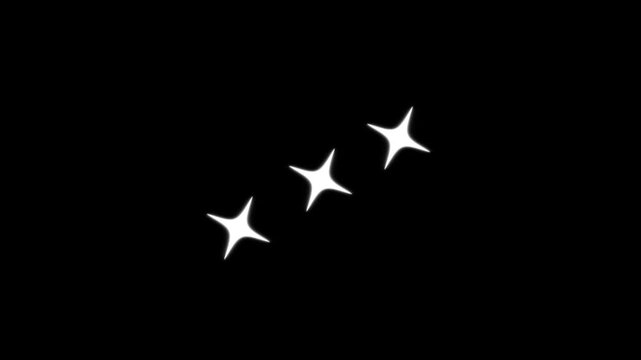 Star twinkling, white star blinking animation,lights,sparkling glitter stars, flat vector blinking shining light twinkling effect glowing on transparent black screen background.4k