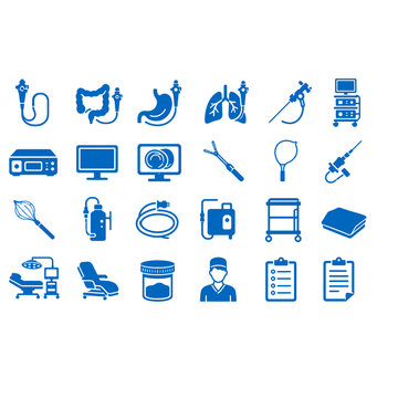 Endoscopy and Minimally Invasive Procedures Monolithic Black Vector Icon Set Collection