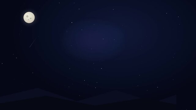 Night Sky Motion with Bright Moon and Starry Night Sky for Relaxation and Astronomy Enthusiasts.