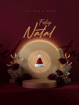 Feliz Natal Banner P&oacute;dio de Luxo Post Card Insta Template Banner
