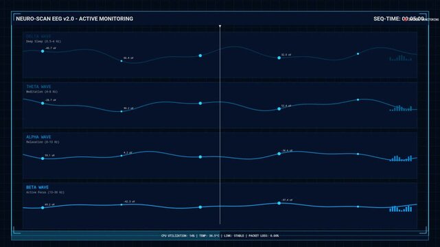 Digital EEG Brain Wave Analysis Monitor Display