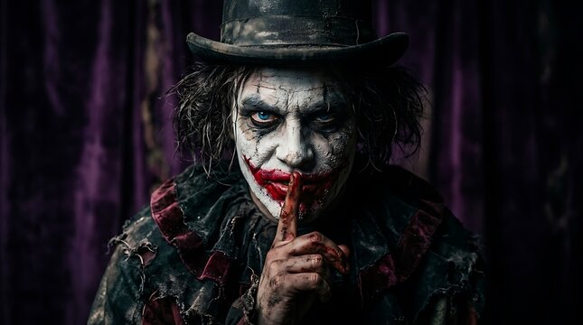 A chilling portrait of a sinister clown embodying the dark and unsettling spirit of halloween night a truly