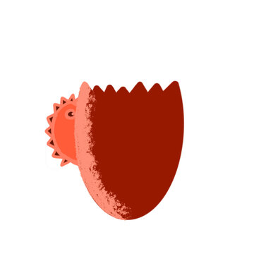 Cute monster cartoon character peeking from cracked egg letter U transparent PNG