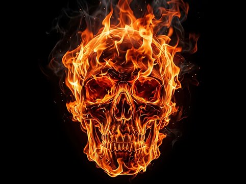 A fiery skull portrait exploring the dark aesthetics of halloween and the alluring power of burning imagery