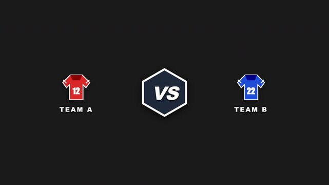 Versus graphic design with red and blue team jerseys for sports competition.