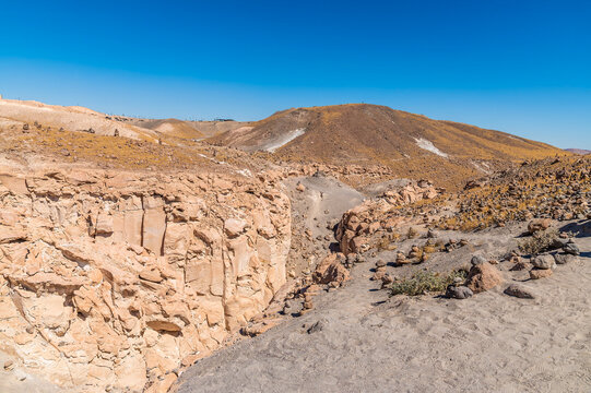 A view above the exit from the Culebrillas canyon close to Arequipa, Peru in the dry season