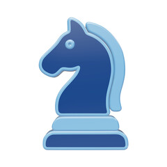 Blue 3 d chess knight piece for strategic planning concepts isolated on a transparent background © Arthur