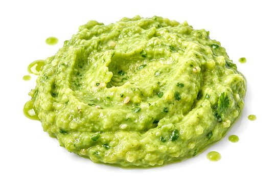 Vibrant Guacamole and Green Salsa Dollop with Lime Droplets
