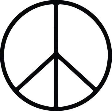 Peace Symbol Minimalist Black Outline Vector Icon