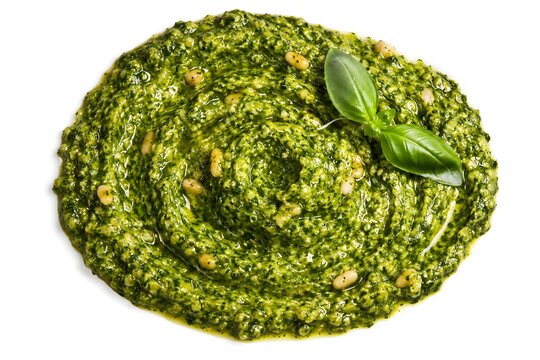 Herbal Green Pesto Sauce Swirl with Pine Nuts and Basil