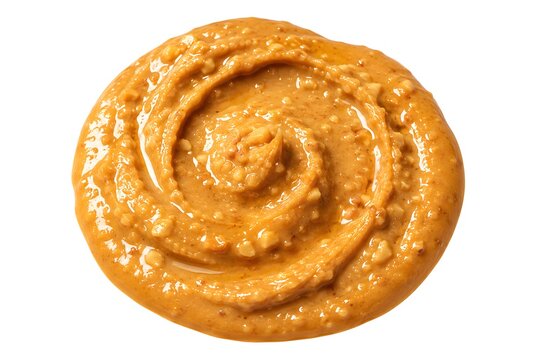 Warm Tan Peanut Satay Sauce Swirl with Crushed Peanut Texture
