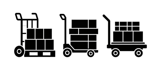 Fototapeta premium Logistics and Freight Delivery Equipment Icon Set for Warehouse Operations