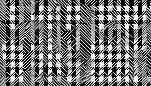 classic houndstooth seamless pattern in black and white repeat design