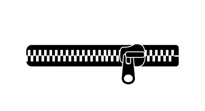 Black zipper with metallic slider closed