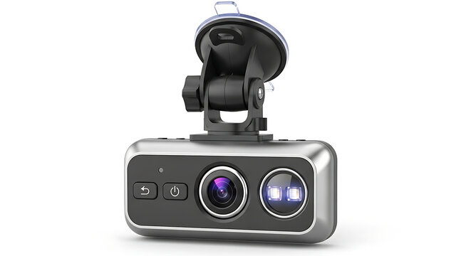 Dashcam recording device on dashboard