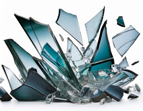 shards of shattered glass pieces of broken glass isolated white background png pen tool cutout side by side of various broken glass pieces of several shapes and sizes