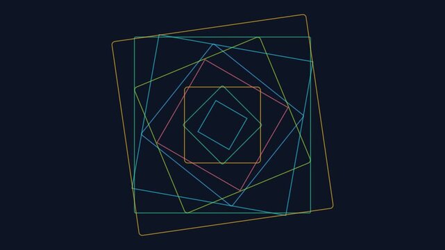 Abstract Geometric Shapes Motion Video with Dynamic Lines and Colorful Patterns.