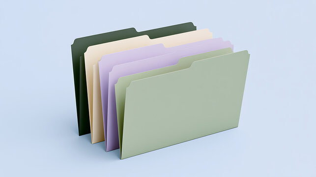 Minimalist setup featuring colorful file folders arranged neatly against a clean pastel background, perfect for office and admin themes