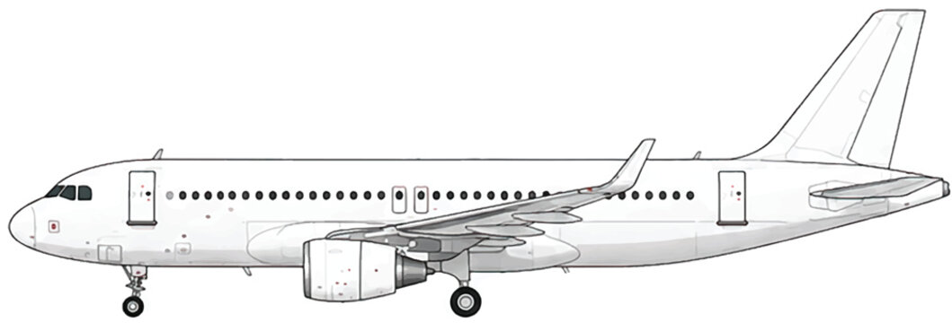 Narrow body passenger aircraft side view vector illustration