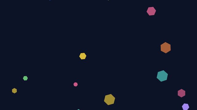Colorful Motion of Floating Hexagons and Circles in Dynamic Abstract Background.