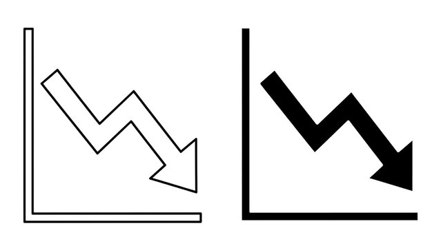 Downward zigzag arrow graphic with bold and outline styles for visual presentations and diagrams