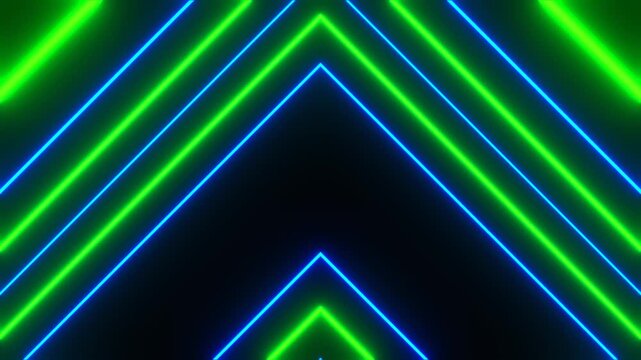 Green and Blue Neon Rays Triangular Movement Background VJ Loop in 4K