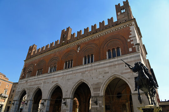 The Gothic Palace overlooking Piazza dei Cavalli is an extraordinary example of a medieval Italian public building built in 1281  Piacenza Italy