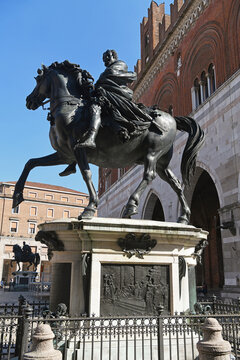 Monument to Ranuccio I Farnese, a famous bronze equestrian statue located in Piazza Cavalli Piacenza Italy