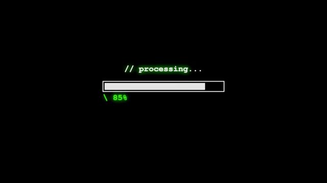 Cyberpunk Hacker Terminal Processing Text Animation Loop 4K Background
