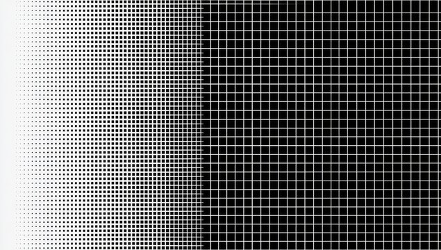 Abstract Halftone Gradient Transition from White to Black Grid Pattern.