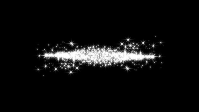 White sparkling particle waves converging and separating in dynamic motion on isolated black background for visual effects overlay