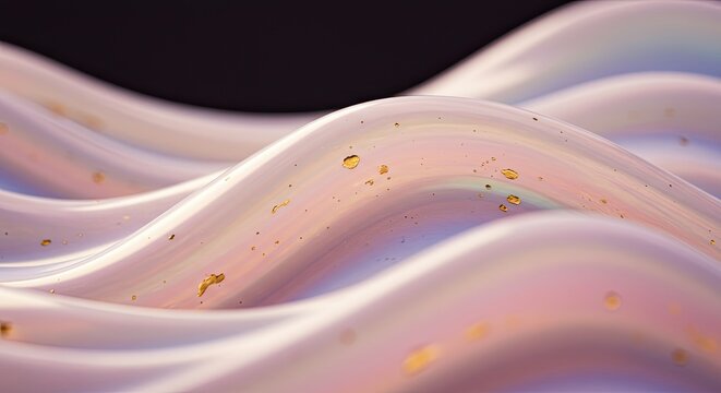 Close-up of swirling pink and white cream on a black background.