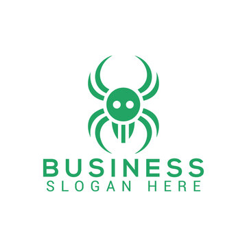 Minimalist green spider logo icon design for technology or security business