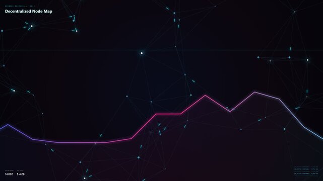 Abstract Digital Network Connecting Data Nodes with Glowing Financial Lines