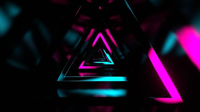 Pink and Cyan Triangle Warp Tunnel Background VJ Loop in 4K