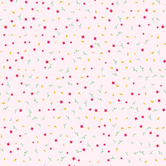 Naklejka premium Minimalist floral print with tiny pink buds and green stems