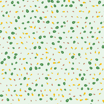 Summer fruit repeating pattern with tropical elements