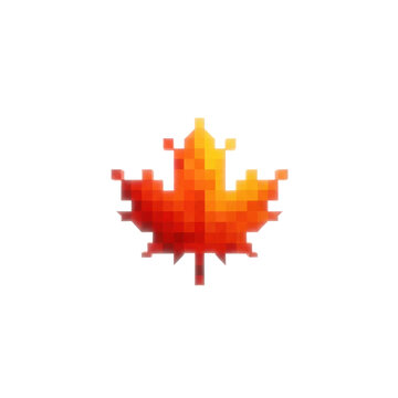Pixelated Abstract Autumn Maple Leaf Graphic Design