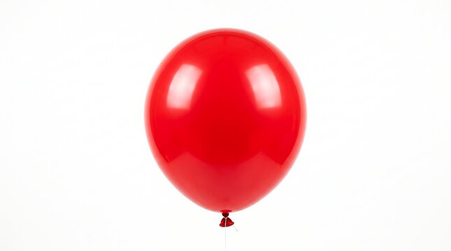 Single bright red balloon isolated on a clean white background for party decoration