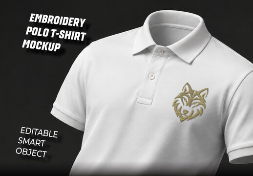 Embroidery Polo T-Shirt Mockup