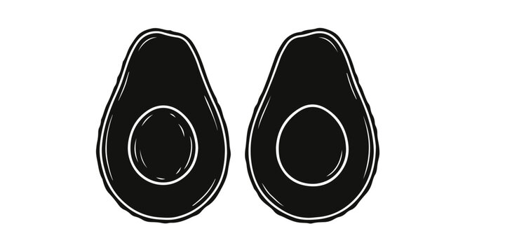 Two black avocado halves icon