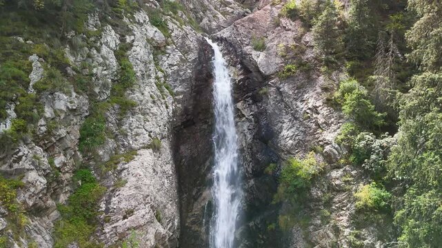 Aerial View of Chasha Manasa and Slez Barса Waterfalls, Gagarin Trail, Kyrgyzstan